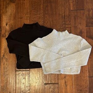 Missguided Ribbed Crop Long Sleeve Tops